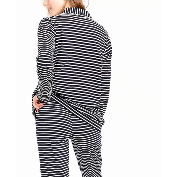 J. Crew Dreamy Cotton Pajama Set in Stripe Navy Blue B7341 Size XS - Picture 2 of 11